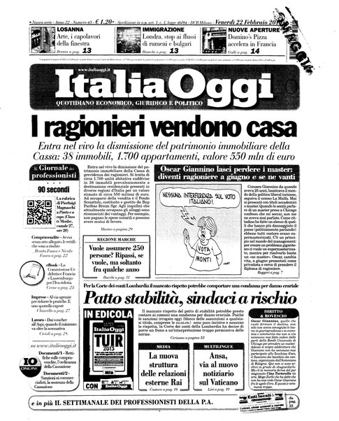 Italia oggi : quotidiano di economia finanza e politica